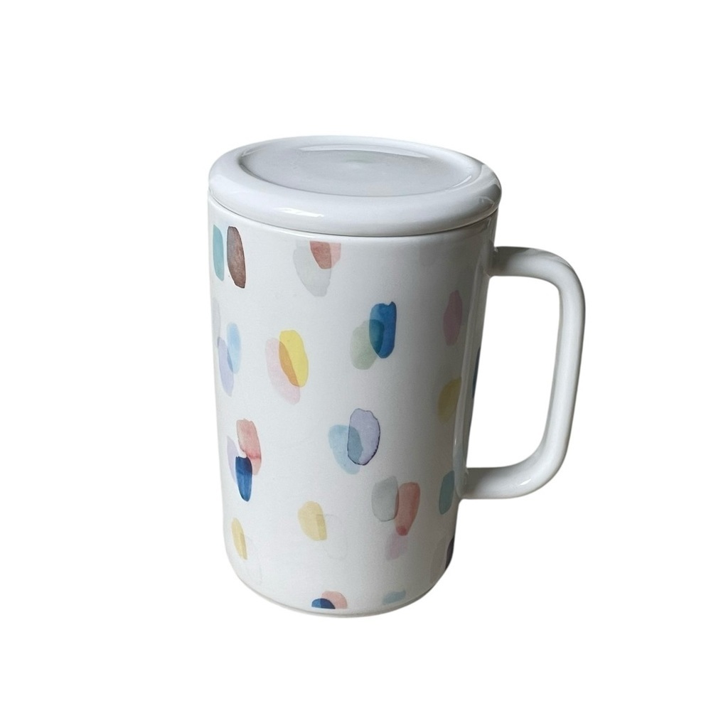 Indigo Polka Dot Ceramic Tea Coffee Mug Lid